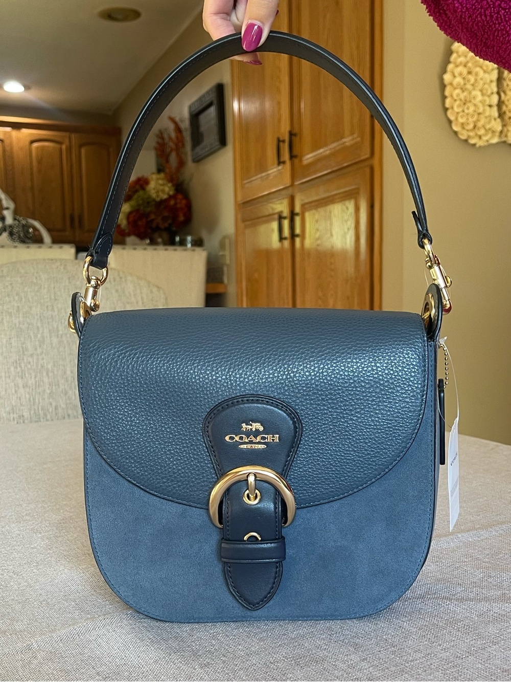 Coach Kleo Shoulder Bag 23 Blue Denim NWT